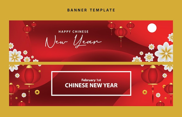Banner año nuevo chino cartel zodiaco asiático plantilla redes sociales febrero fondo papel pintado
