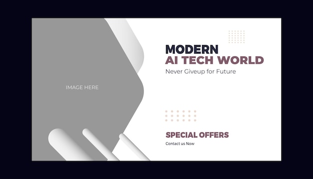 Banner de anuncio de post de tecnología minimalista moderna en color gris oscuro