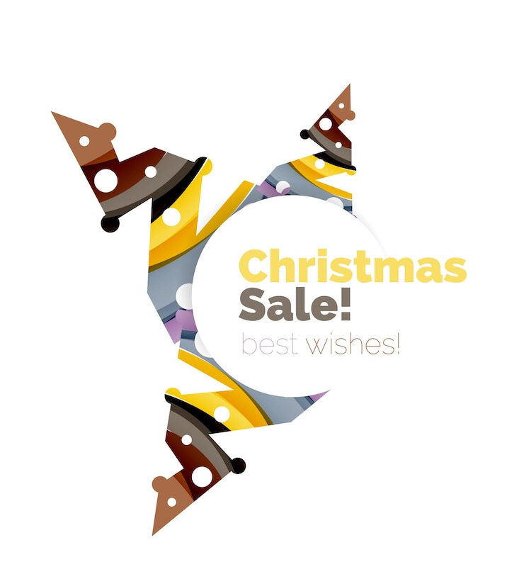 Vector banner de anuncio de promoción o venta de navidad geométrica