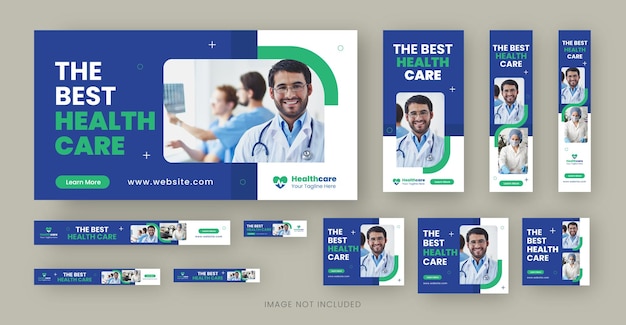 Vector banner de anuncios médicos de google diseño de plantillas conjunto de banners web para campañas médicas vector