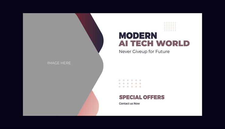 Vector banner de anuncios tecnológicos modernos en color púrpura oscuro
