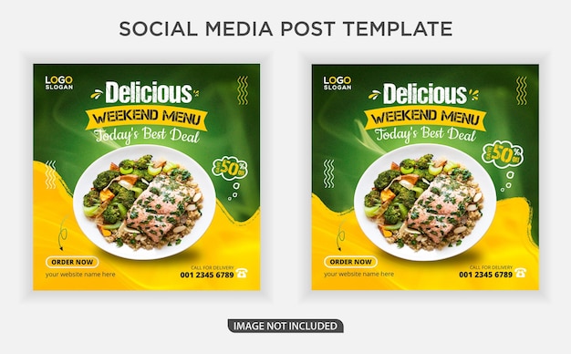 Banner de anuncios web de publicaciones en redes sociales de alimentos
