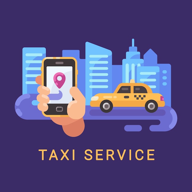 Banner de aplicación móvil de servicio nocturno de taxi