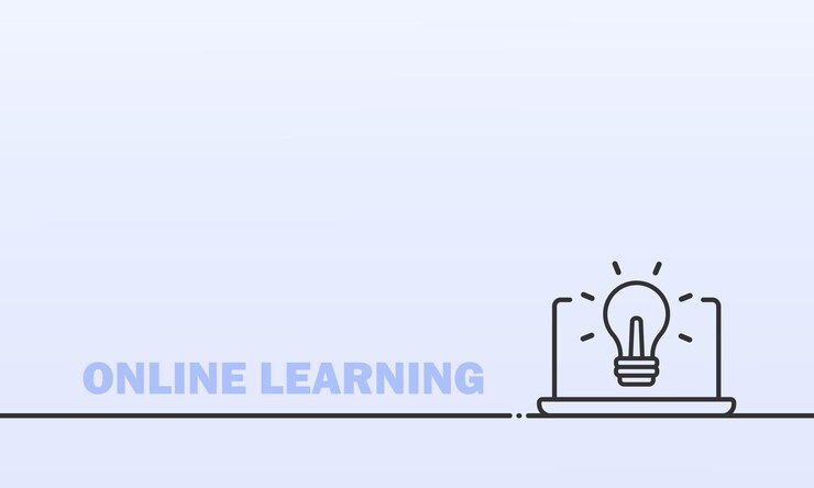 Vector banner de aprendizaje en línea. educación a distancia desde casa. curso, seminario web, video