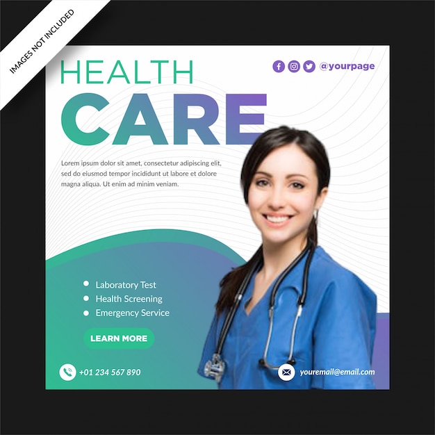 Banner de atención médica publicación en redes sociales