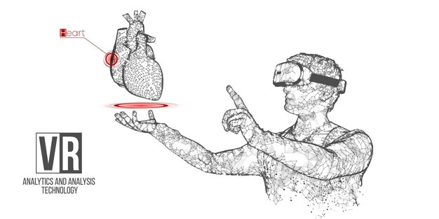 Banner de auriculares VR wireframe