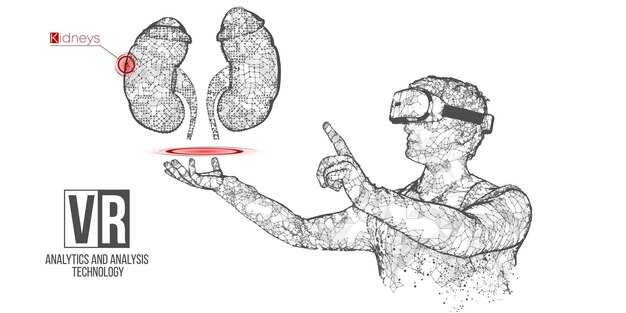 Banner de auriculares VR wireframe