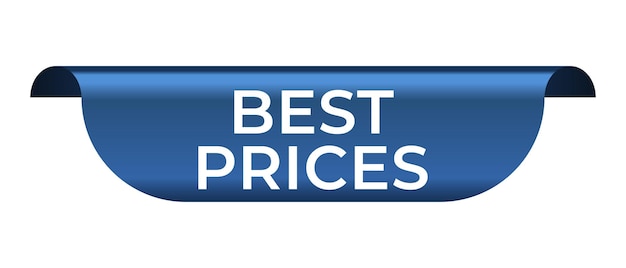 Banner azul mejores precios Insignia de venta promocional Mejores precios pegatina Concepto de descuento y oferta de precio Elemento web vectorial