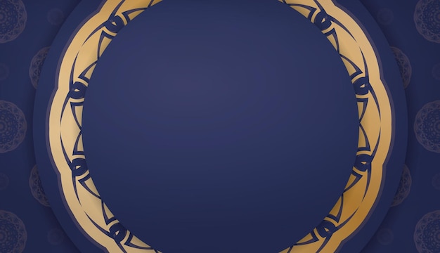 Banner azul oscuro con lujoso adorno dorado para el diseño debajo de su logotipo