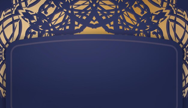 Banner azul oscuro con patrón dorado vintage para diseño debajo de su texto