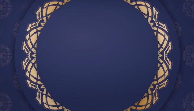 Banner azul oscuro con patrón dorado vintage y espacio de texto
