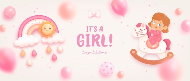 Banner de baby shower para niña