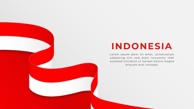 Banner con bandera de cinta ondulada de indonesia