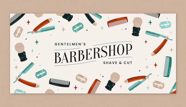 Vector banner de barbería dibujado a mano