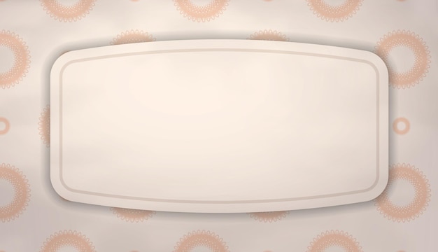 Banner beige con un lugar para su texto y adornos monogramas Plantilla de tipografía Vector