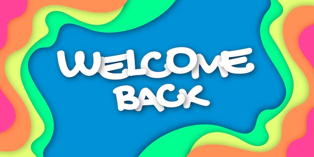Banner de bienvenida con capas, sombras y colores pastel para niños