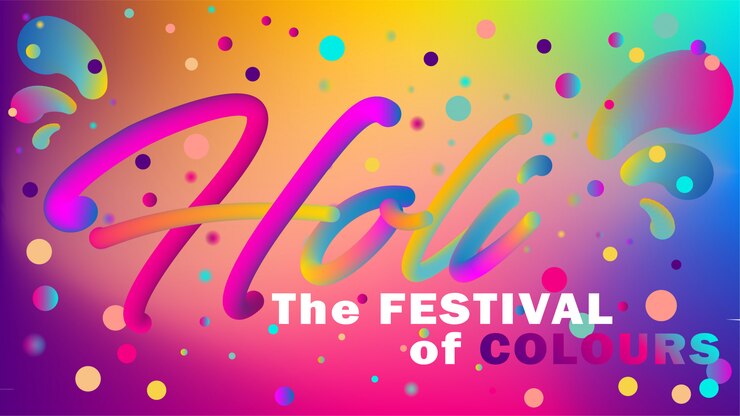 Vector banner de bienvenida en estilo disco para festival de holi