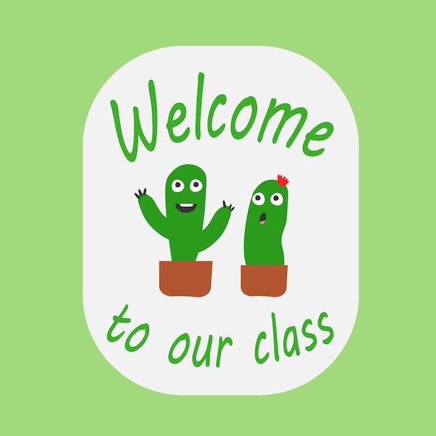 Banner de bienvenida con pequeños cactus lindos