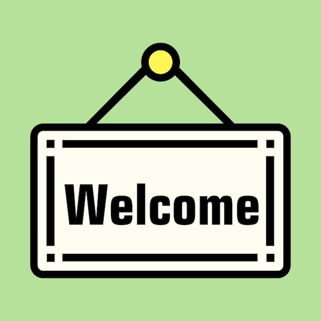 Banner de bienvenida en vector de dibujos animados e icono de página de bienvenida y diseño de página de bienvenida