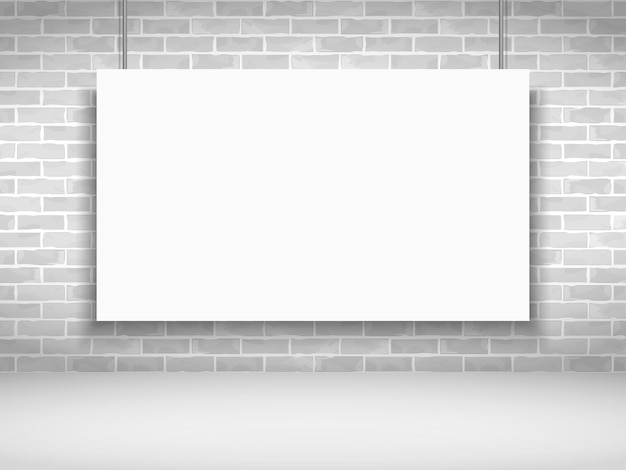 Banner blanco en blanco en la ilustración de vector de pared de ladrillo eps10