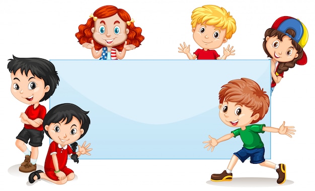 Vector banner en blanco para niños internacionales