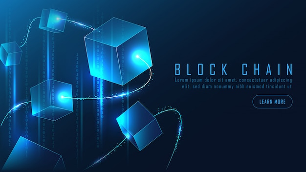 Banner de Blockchain abstracto en concepto futurista