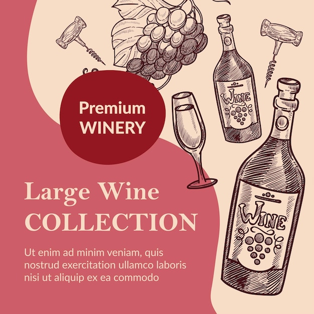 Banner de bodega premium de gran colección de vinos