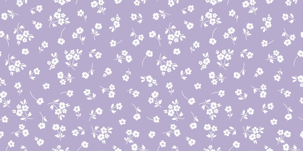 Banner boho sin costuras con flores blancas y fondo morado