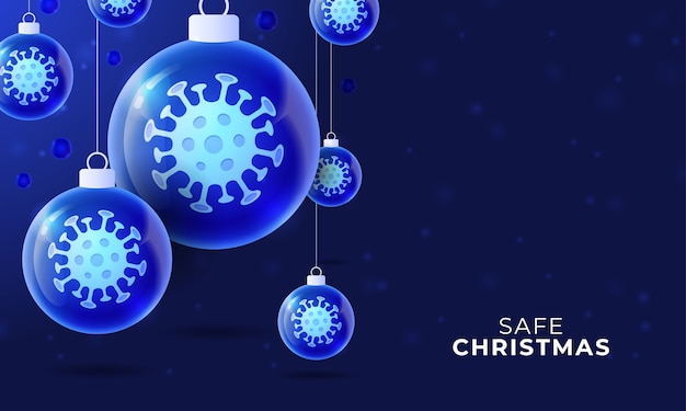 Banner de bola de coronavirus de Navidad de vidrio