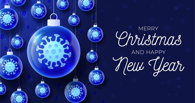 Banner de bola de coronavirus de Navidad de vidrio