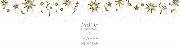 Banner con bolas navideñas y estrellas