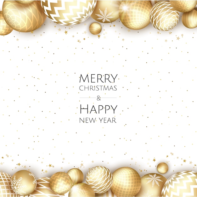 Banner con bolas de oro de Navidad y espacio para texto