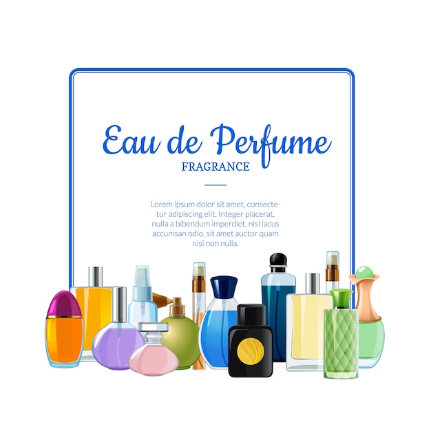 Banner de botellas de perfume de vector