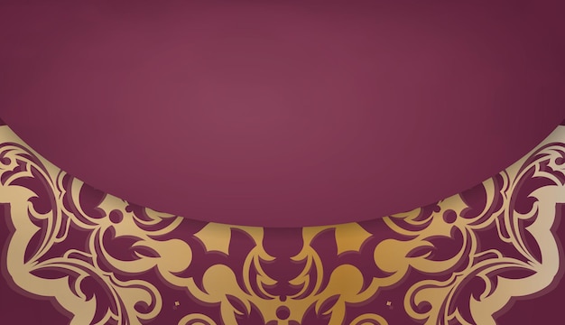 Banner burdeos con lujosa ornamentación dorada y espacio para logotipo o texto