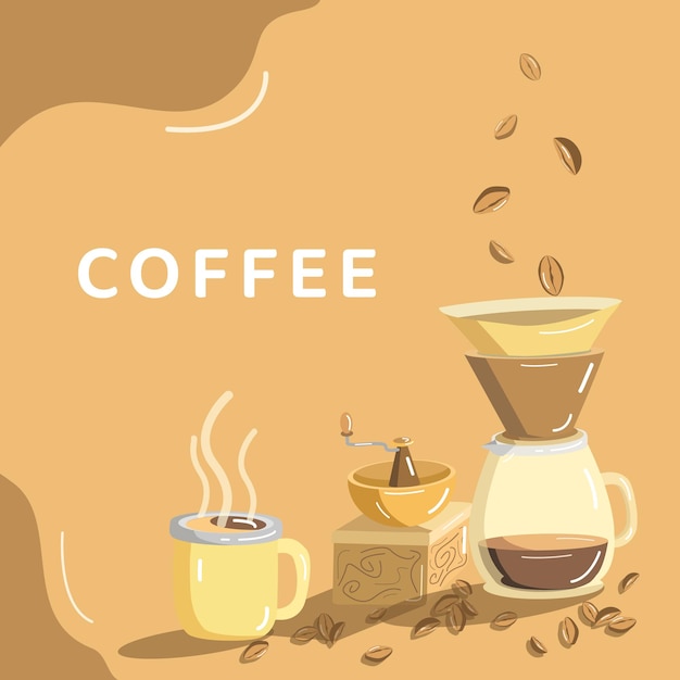 Banner de café para el día mundial del café.