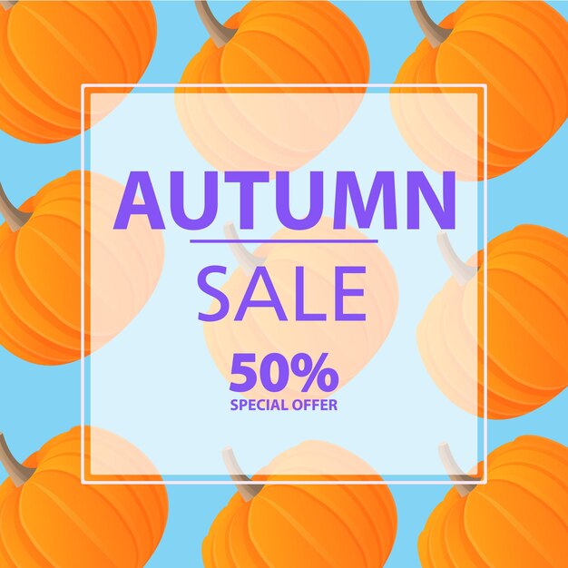 Banner de calabaza de venta de otoño