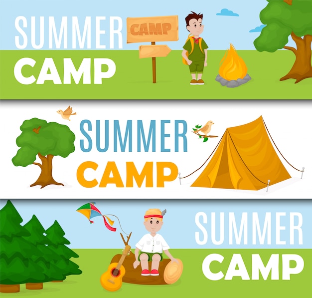 Banner de campamento de niños de verano