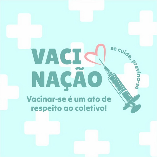 Vector banner campaña de vacinacao importancia inmunizacao portugues seringa vacina gripe virus (en inglés)