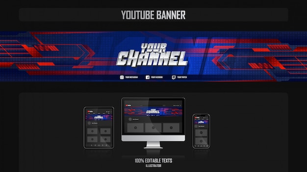 Banner para canal de redes sociales con concepto deportivo