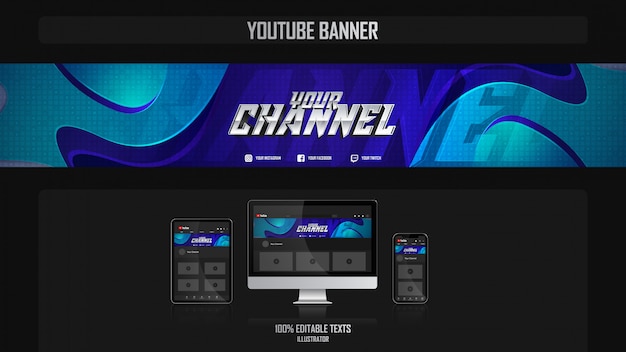 Vector banner para canal de redes sociales con concepto deportivo