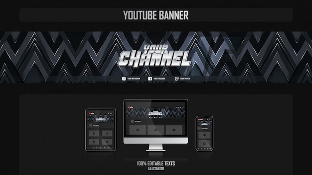 Vector banner para canal de redes sociales con concepto de jugador