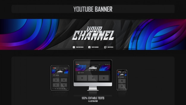 Vector banner para canal de redes sociales con concepto de negocio