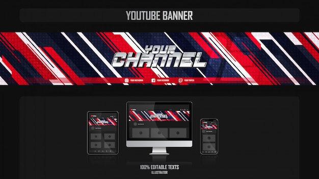 Banner para canal de youtube con concepto dinámico