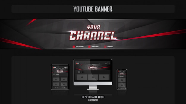 Vector banner para canal de youtube con concepto gamer