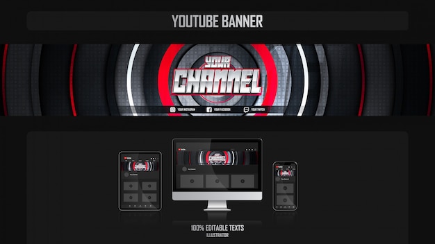 Vector banner para canal de youtube con concepto gamer