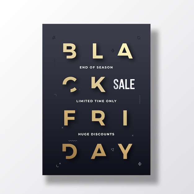 Banner, cartel o plantilla Flayer de tipografía minimalista de Black Friday.