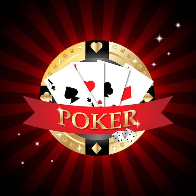 Banner de casino con cartas de póquer y dados
