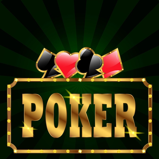 Banner para casino y club de póquer Cuatro palos de una baraja de cartas
