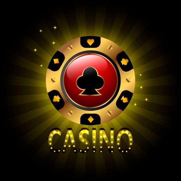 Banner de casino con ficha dorada