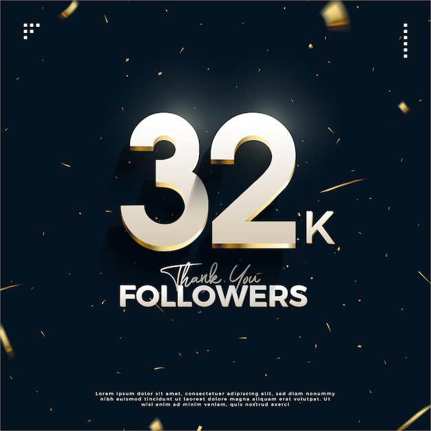 Banner de celebración de 32k seguidores en vector premium de diseño de fondo azul oscuro